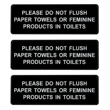 ALPINE INDUSTRIES 9"x 3"Please Do Not Flush Paper Towels or Feminine Products in Toilets Sign, PK15 ALPSGN-B-4-15pk